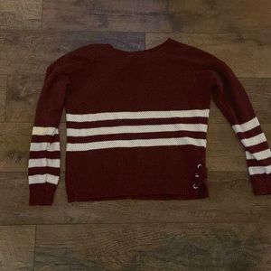 Maroon and white sweater